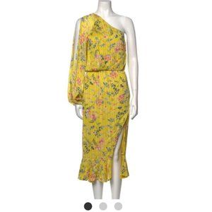 Hemant & Nandita Yellow One Shoulder Floral Cocktail Dress